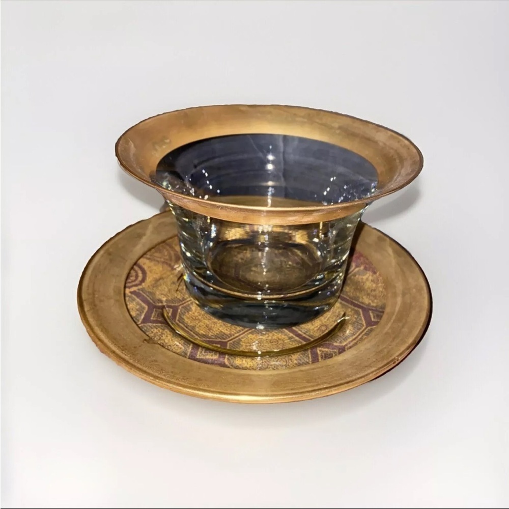 Vintage Clear Glass with 27K Trimming‎ Bowl/ Ramekin and Saucer